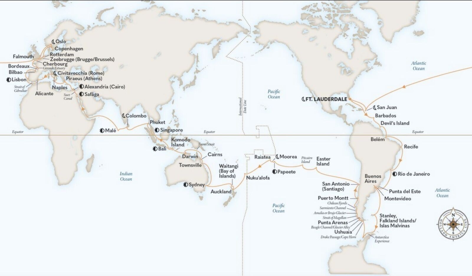 Around-the-world cruises by Holland America