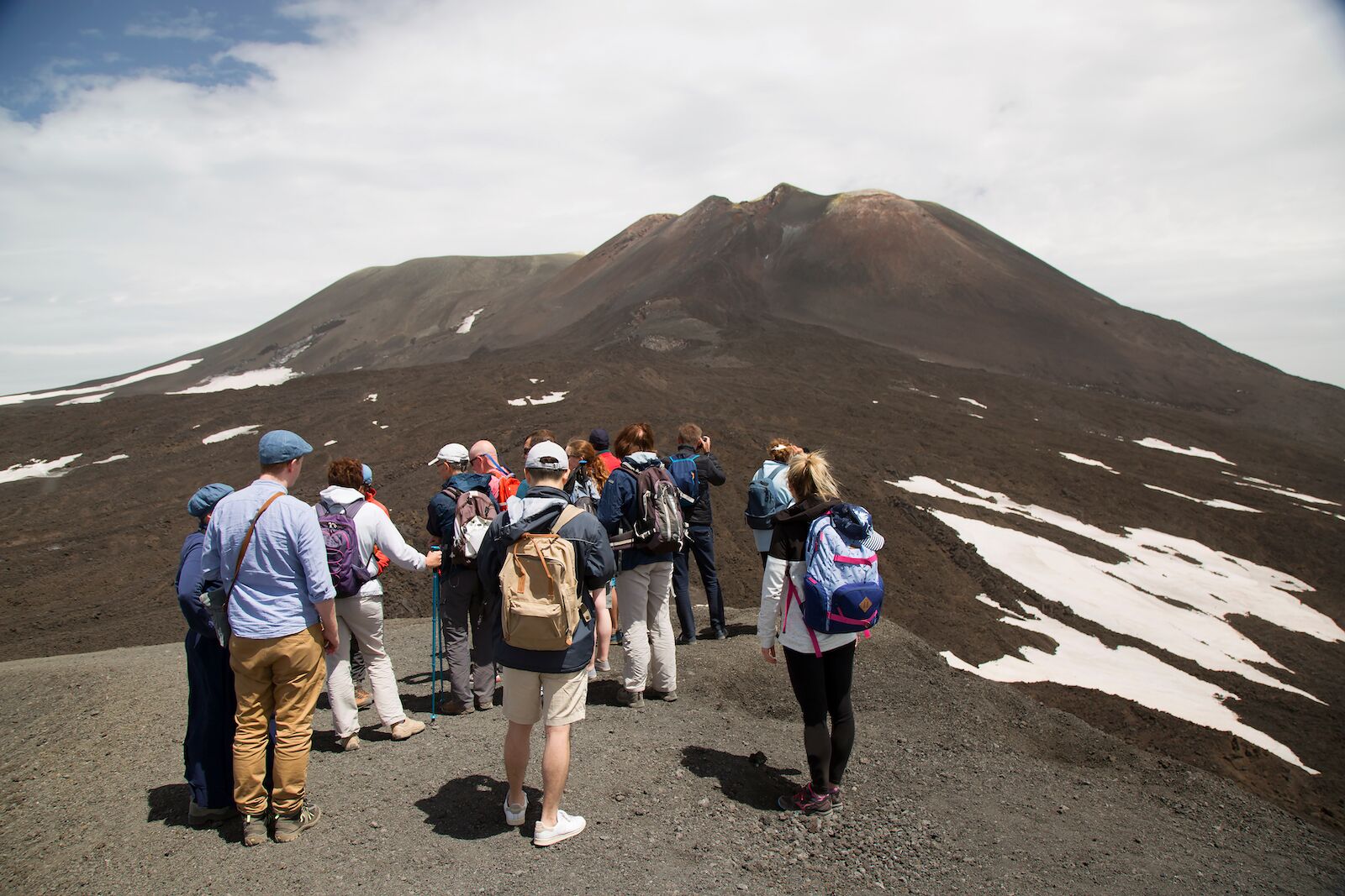 Crowds on Mount Etna in Sicily, part of a cruise shore excursion