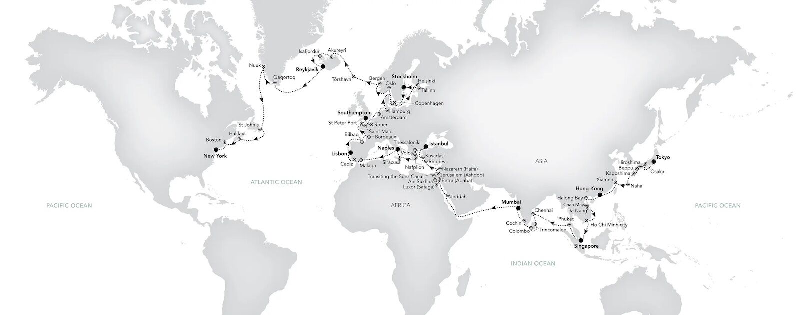 round the world cruise map