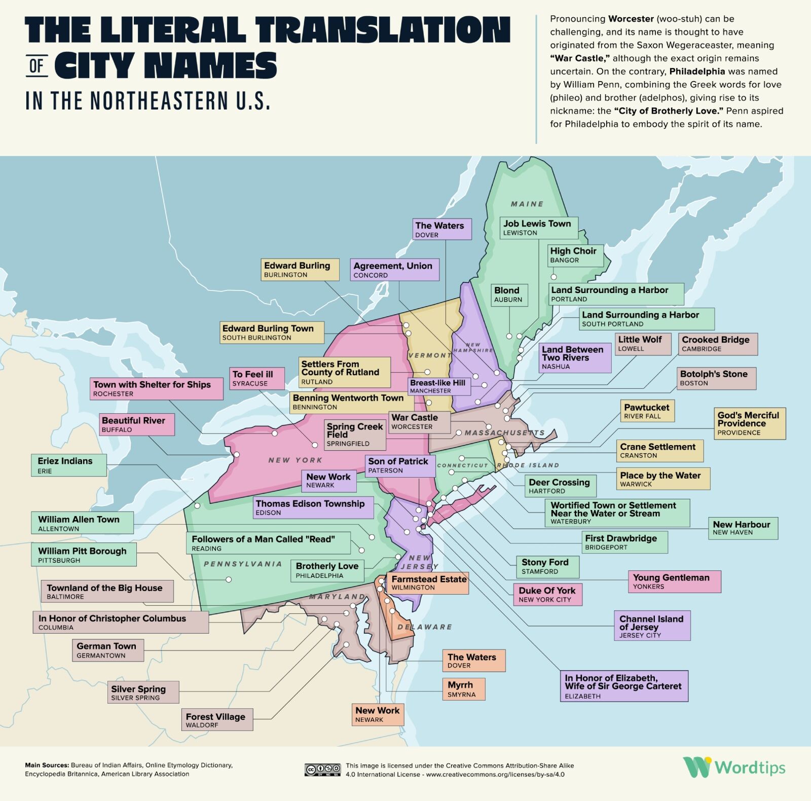 infographic of literal translation of northeast city names
