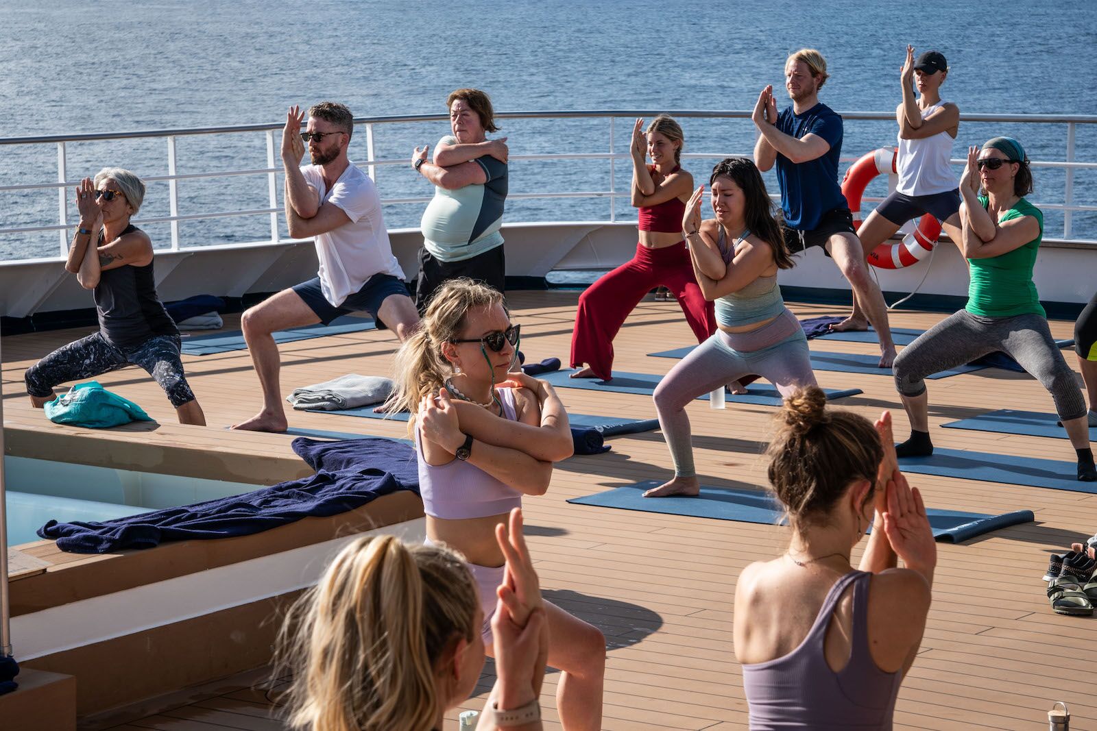 On-deck yoga with Chopra Swan Hellenic wellness cruise