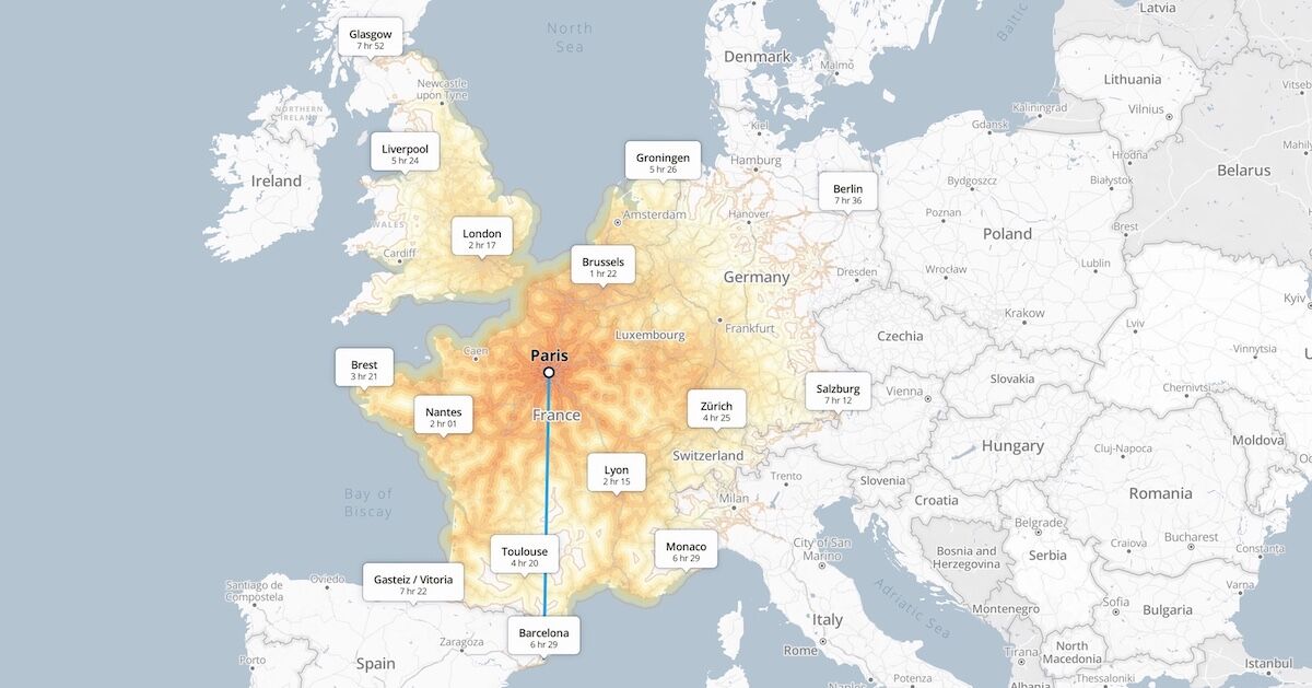 This Map Shows How Far You Can Travel Europe by Train