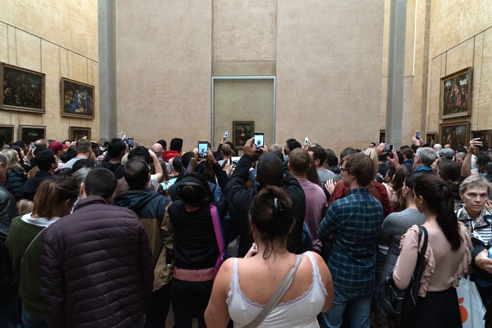 Trying to see the Mona Lisa in the Louvre