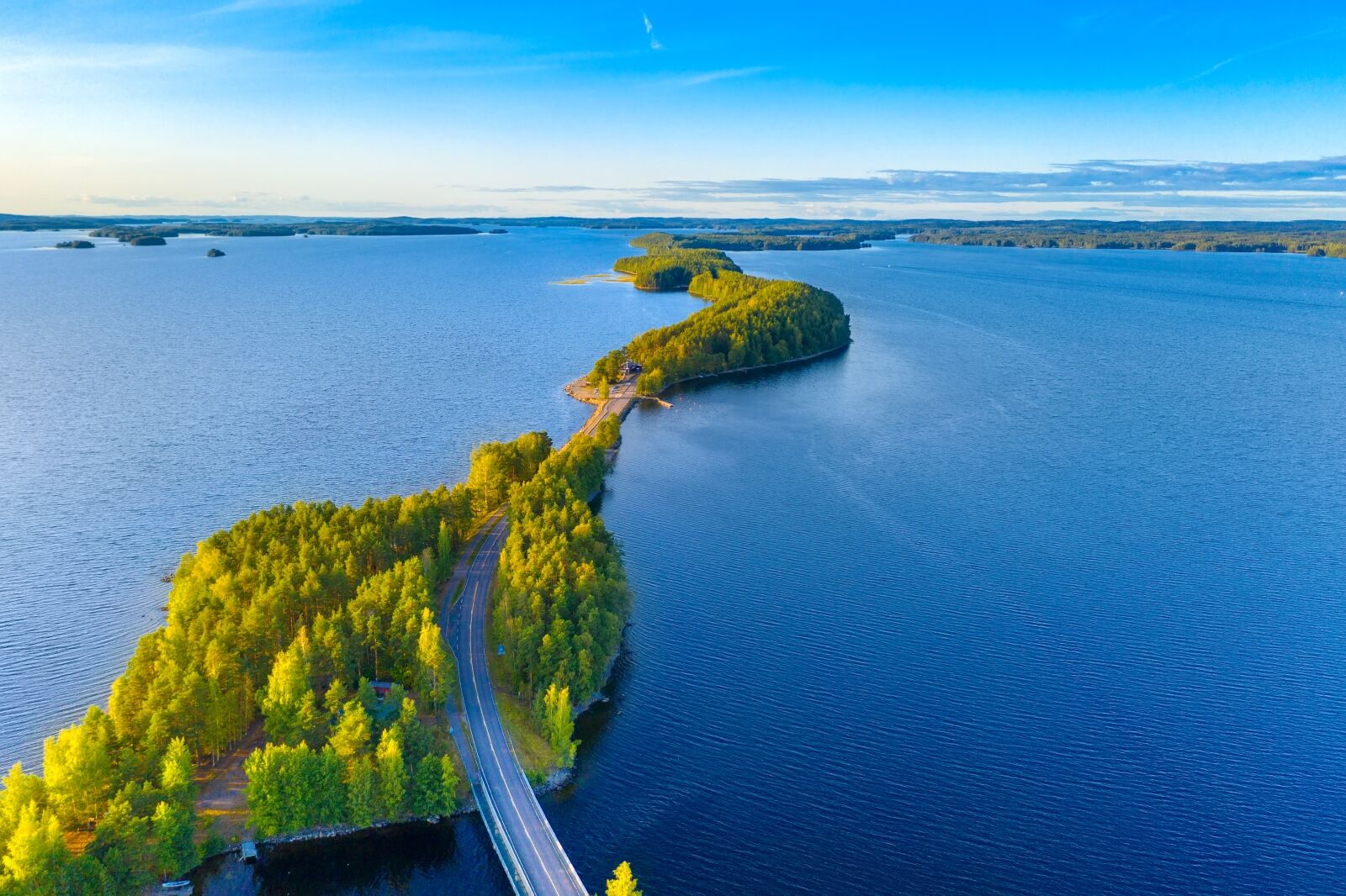 Aerial view of Pulkkilanharju Ridge, Paijanne National Park, southern part of Lake Paijanne one of the best lakes in Europe 