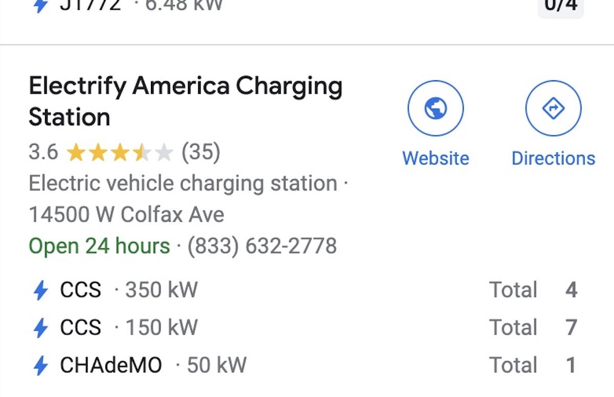 google maps electrify america listing