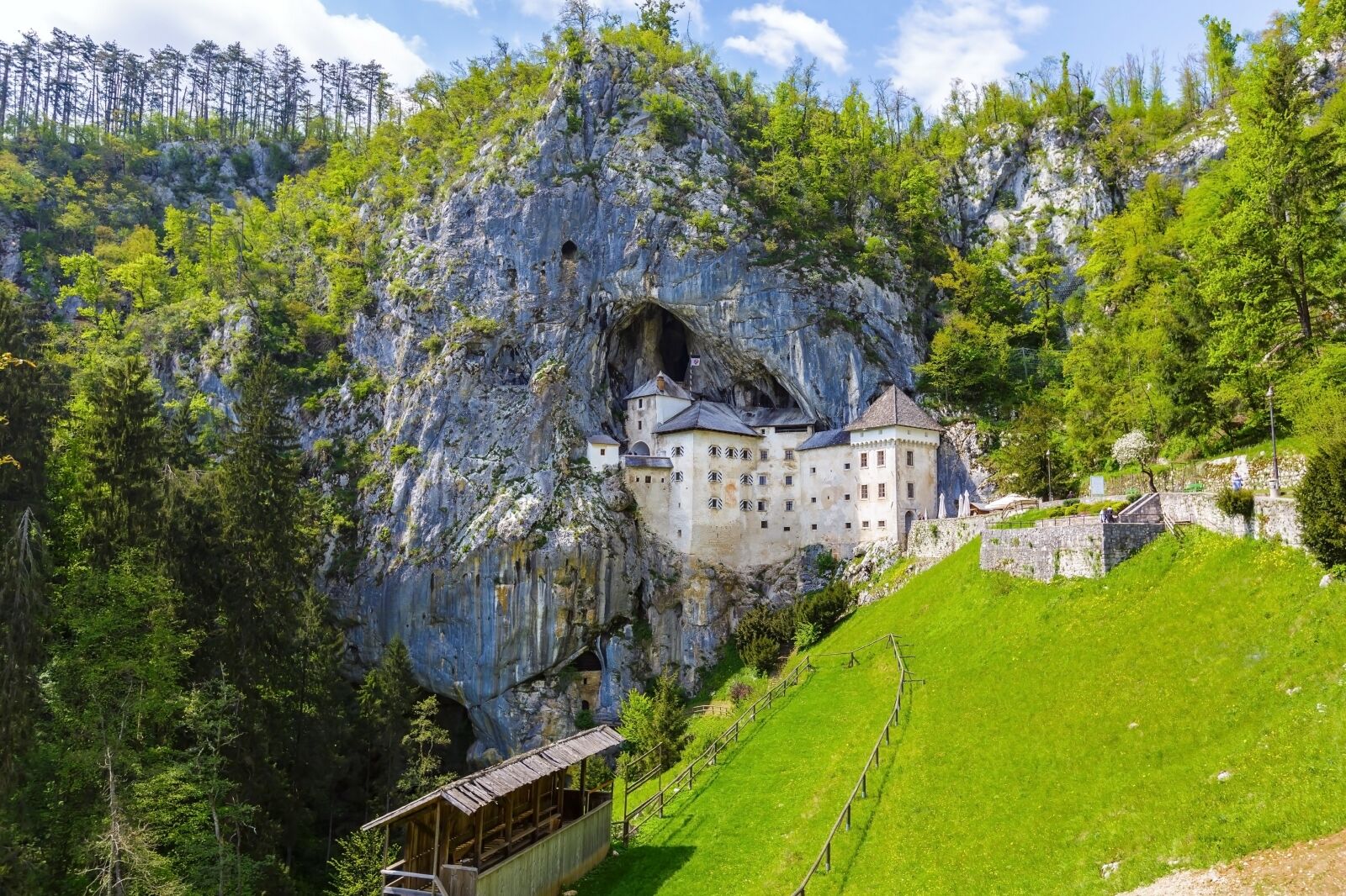 Predjama; castle at the cave mouth in Postojna Cave, Slovenia in springtime