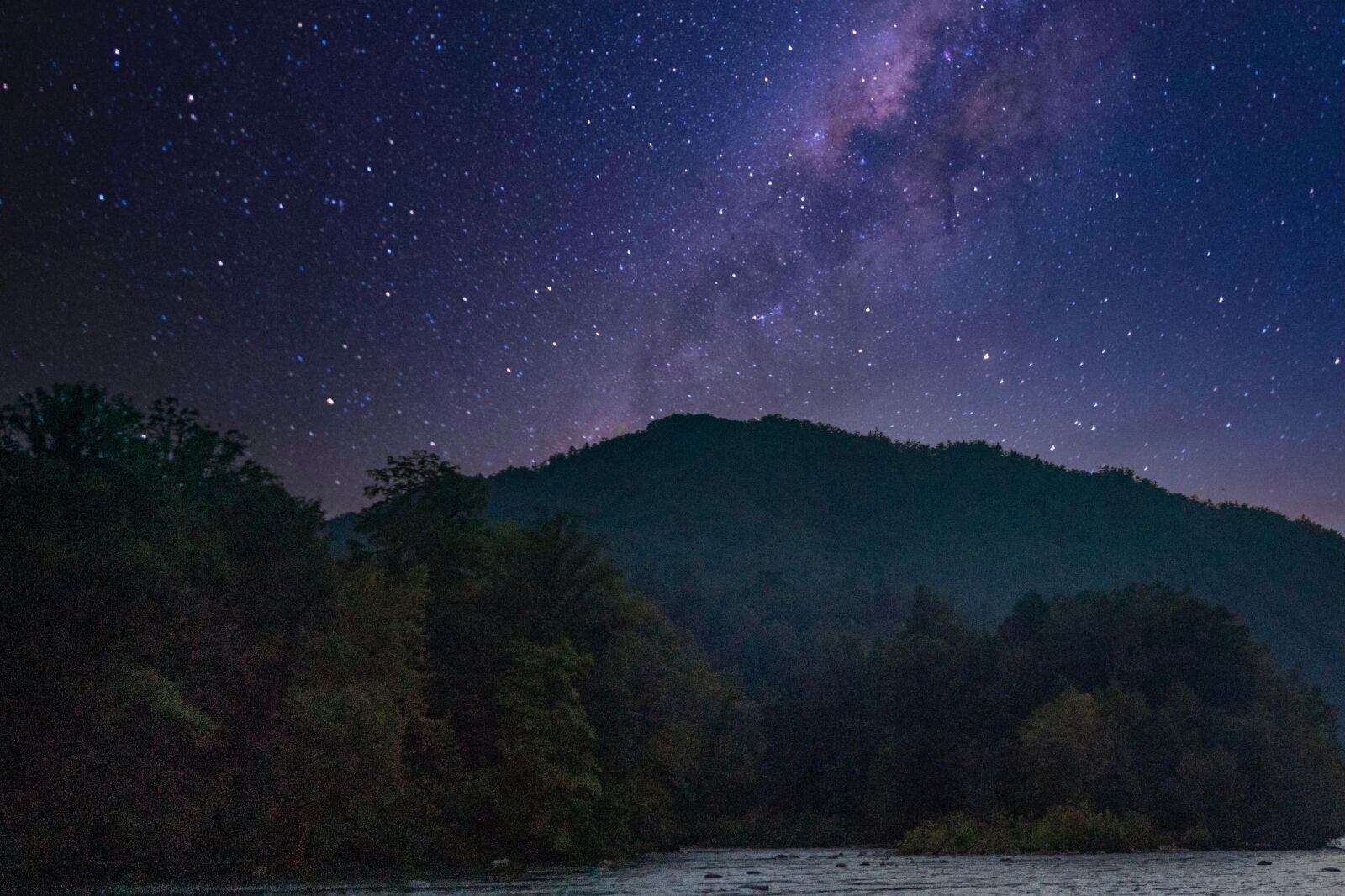 Milky Way over Nolichucky River in Erwin one of the best stargazing in tennessee spots 