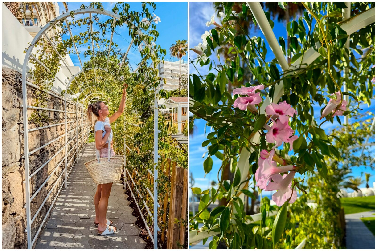 Girl in garden with flowers at Paradisus by Melia Gran Canaria