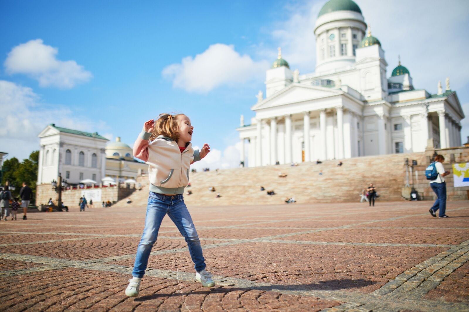 helsinki - little girl playing in town