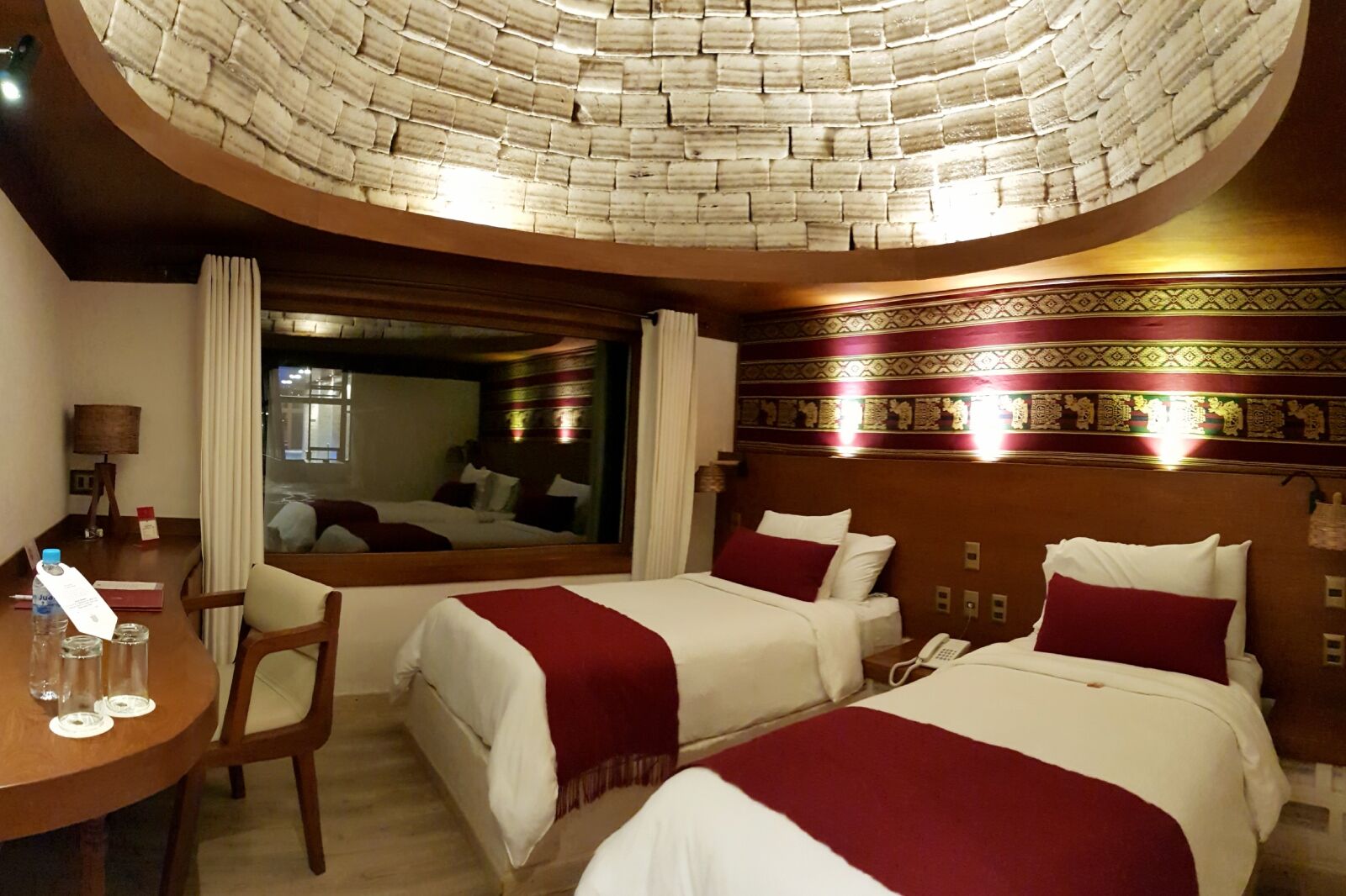 A bedroom inside the splendid Hotel "Palacio de Sal" at the entrance of the Salar de Uyuni, Bolivia