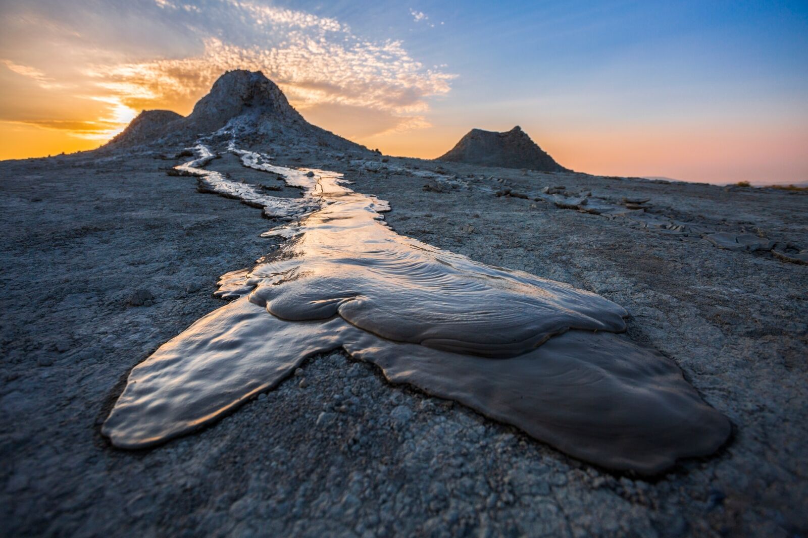 Mud volcanoes in Gobustan desert, Baku, Azerbaijan