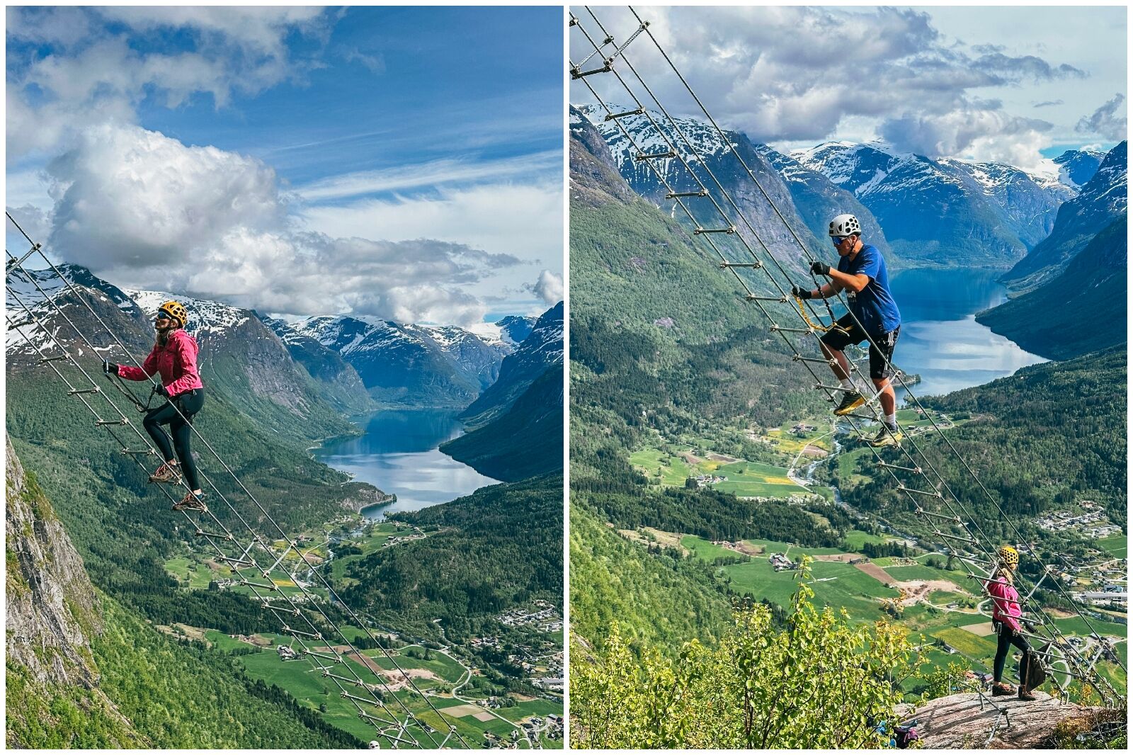 People climbing new ladder at Loen Skylift in Norway