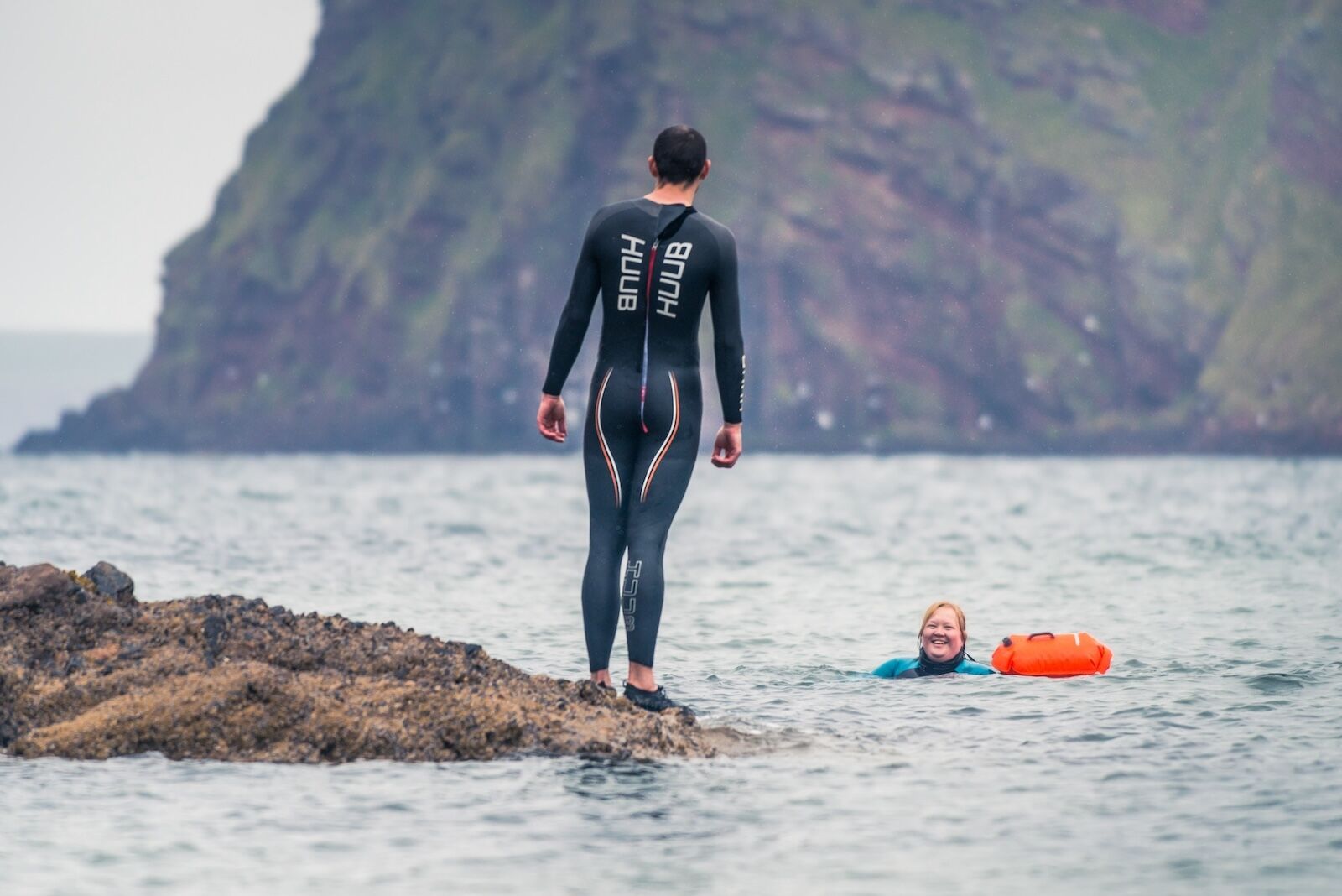 Swimming as a pair in Cullykhan Bay, Scotland.