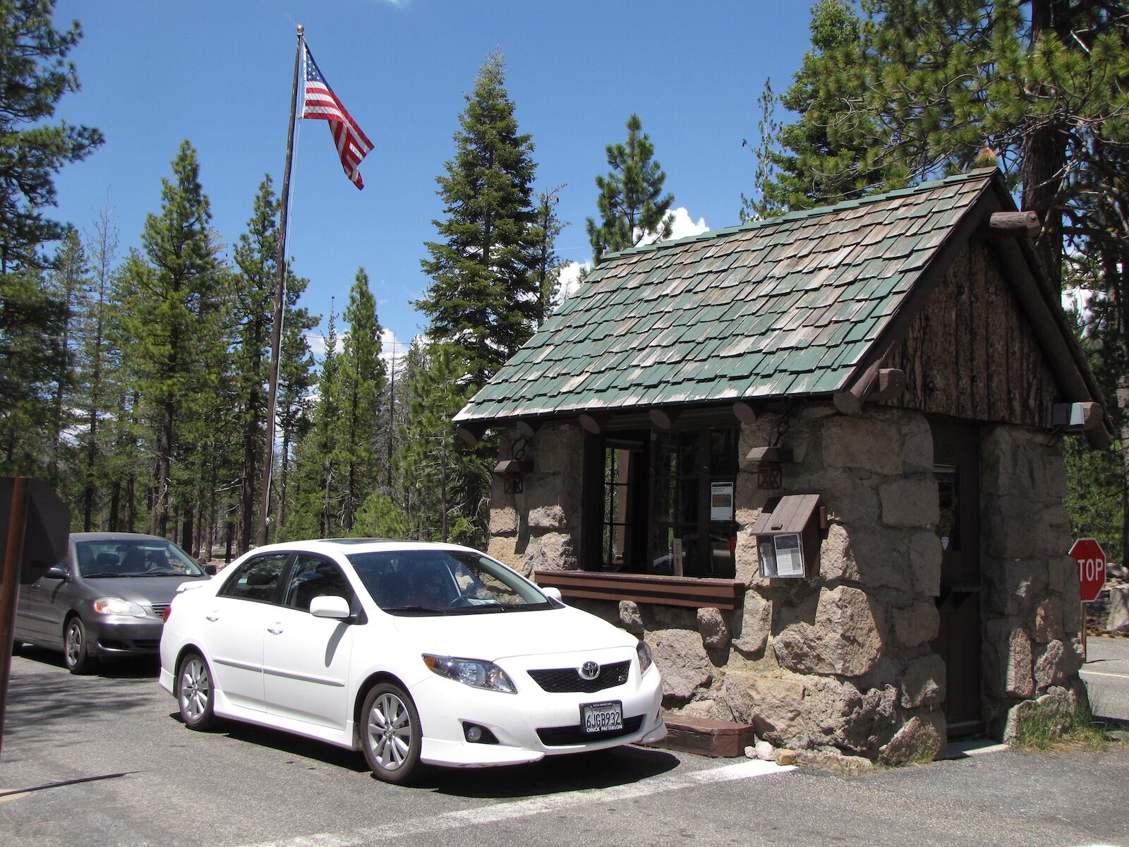 cars at a park entrance station