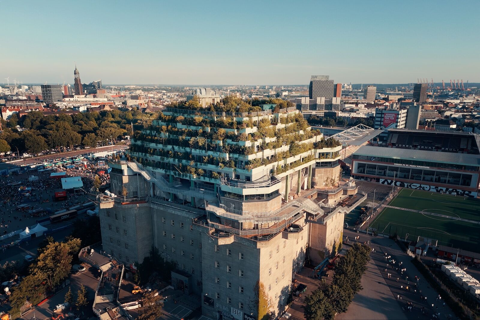 Hamburg's St. Pauli Bunker, or Green Bunker, is now home to a contemporary hotel.