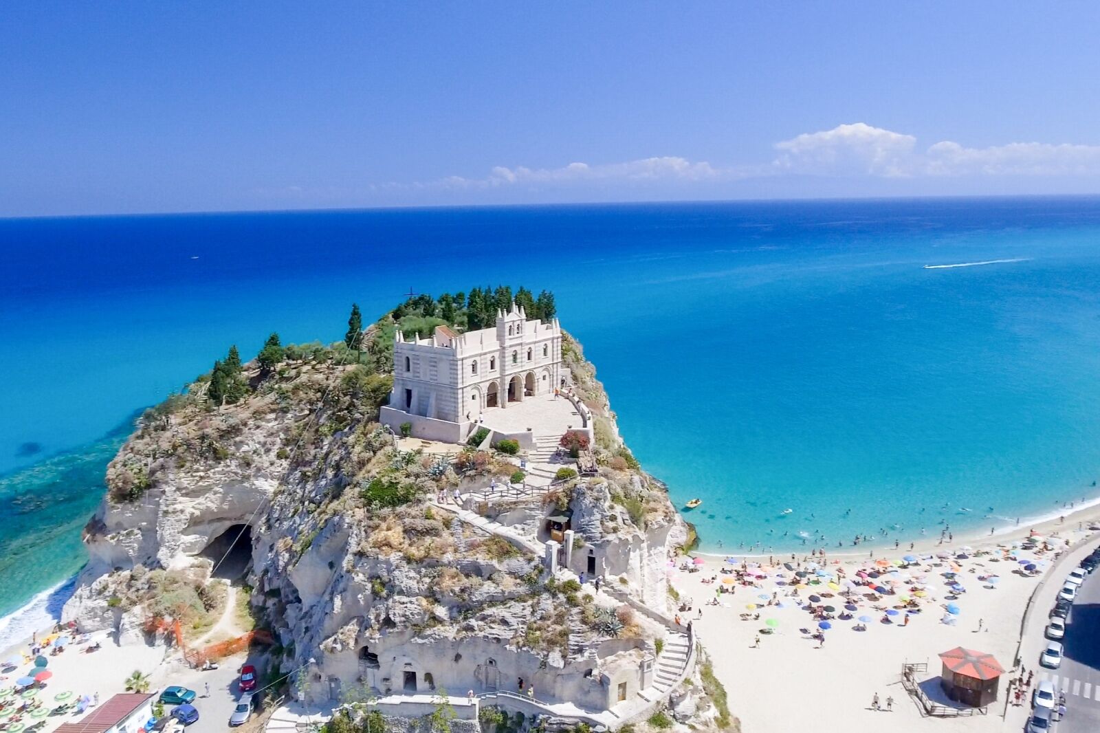 Aerial view of Tropea coastline, Calabria one of the best white sand beaches in the world