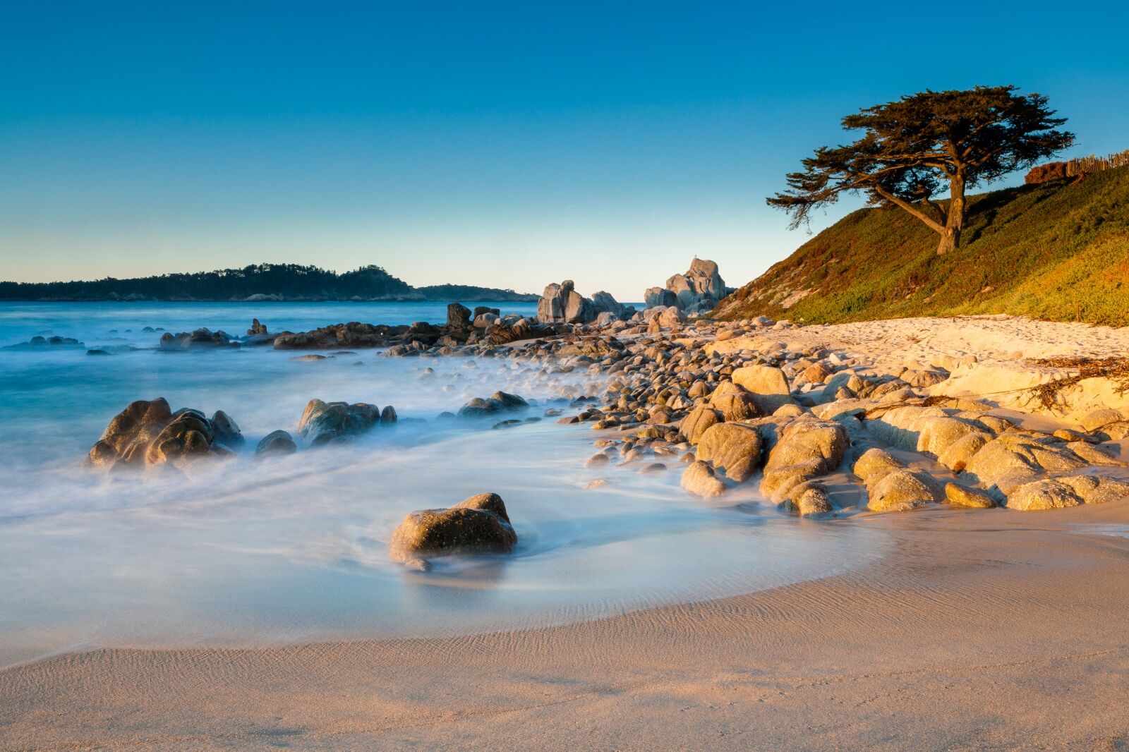 Sunrise at coast of Carmel, California, USA