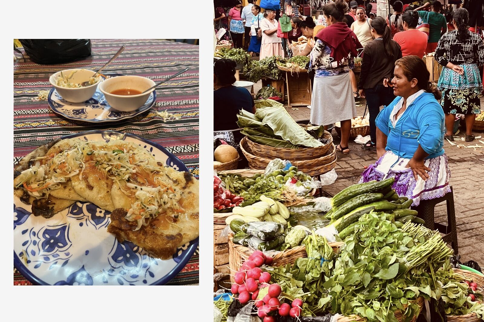 pupusas and food market in el salvador