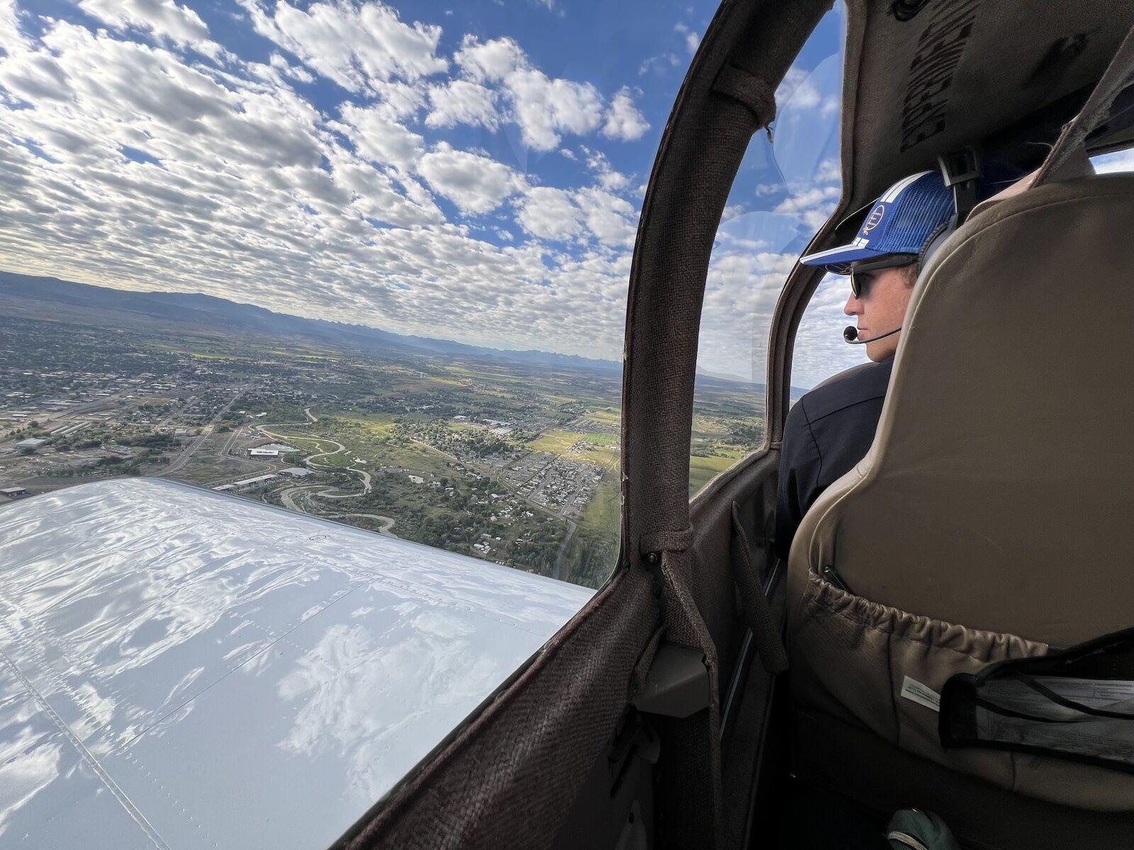 man flying plane