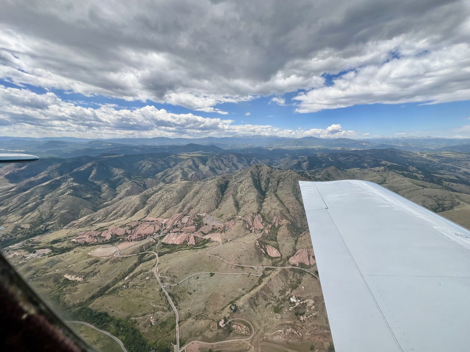 red rocks amphitheatrer from plane