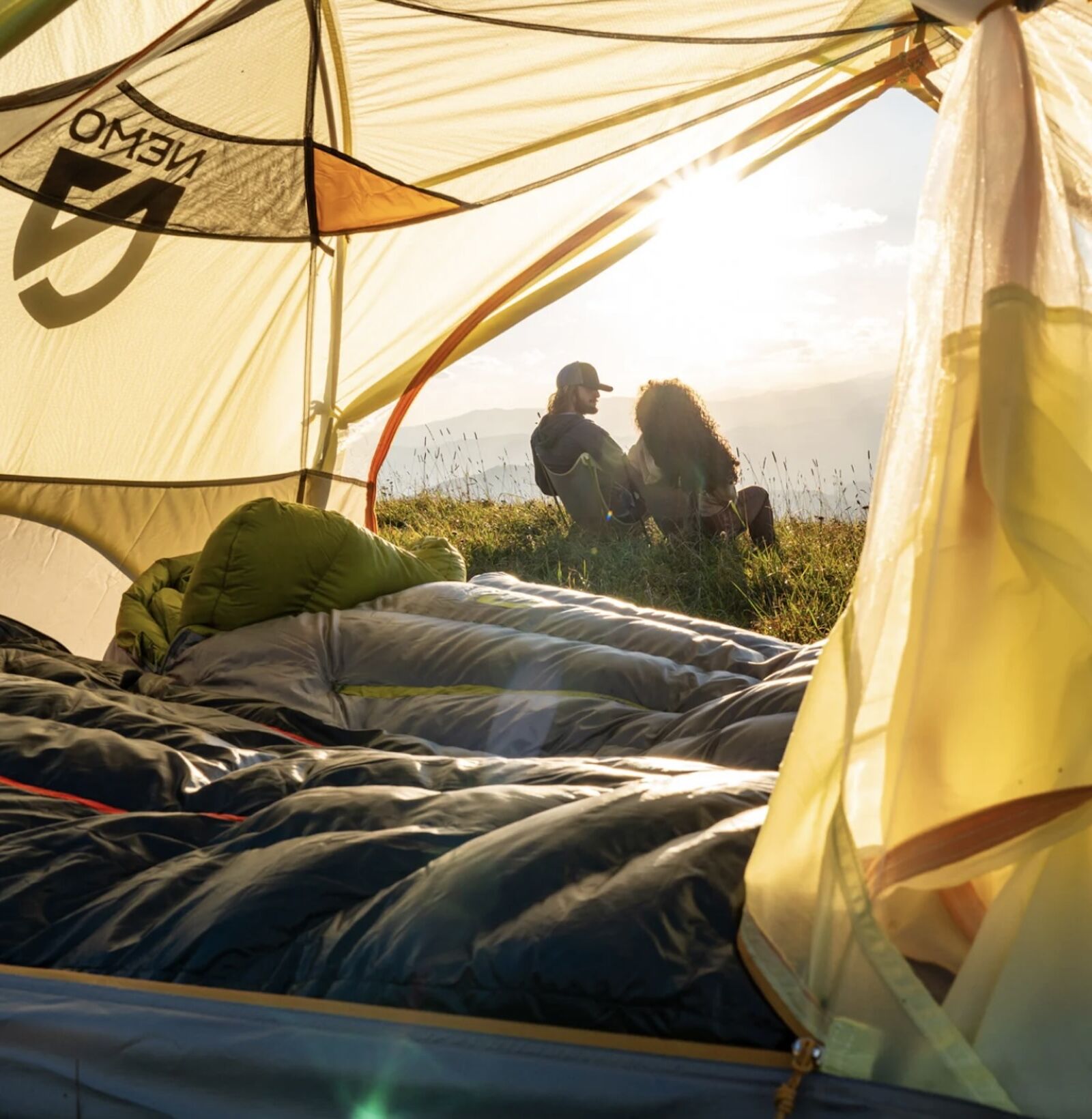 couple outside tent