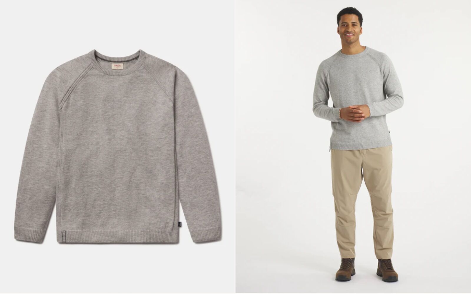 paka coolplus sweater on its own and on a model