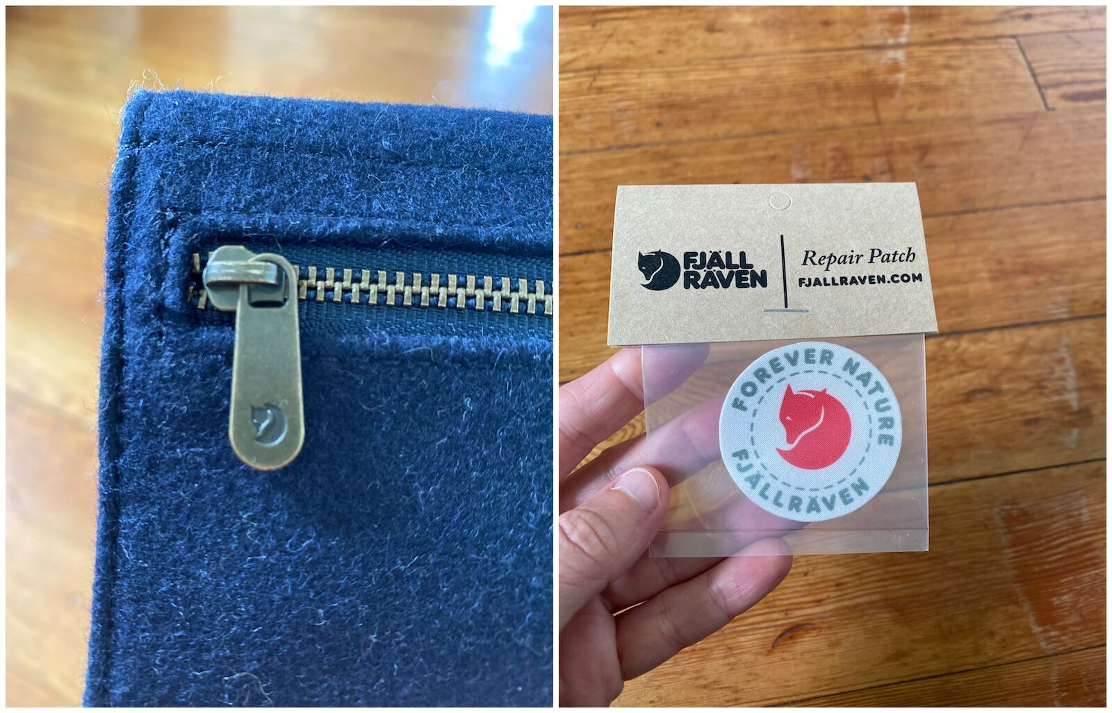 Fjällräven's Norrväge Wallet: zipper tab and repair patch