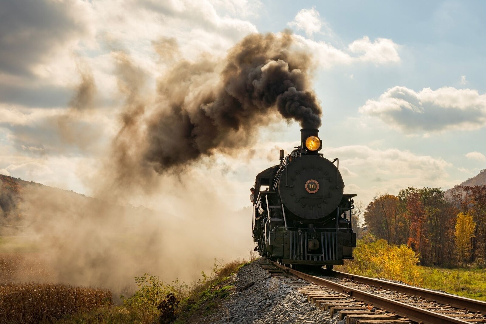 The trains on the East Broad Top railroad are pulled by coal-fired steam locomotives.