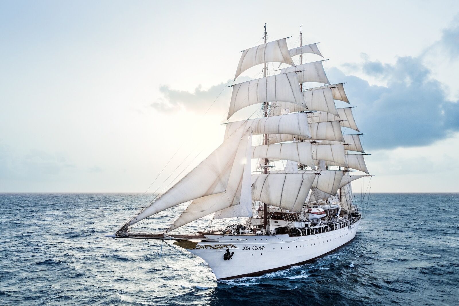 Sea Cloud ship in the Caribbean