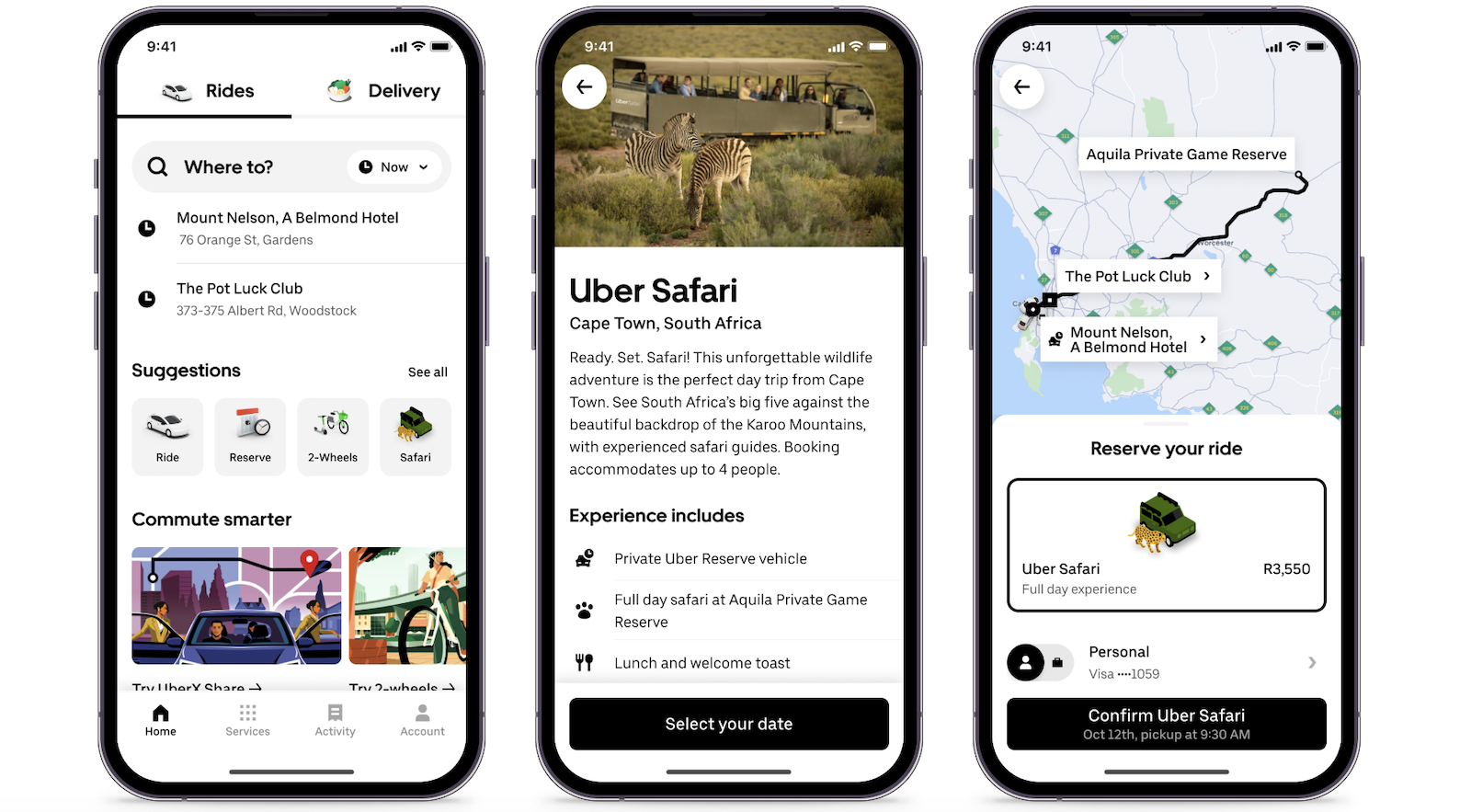 uber safari south africa screenshots