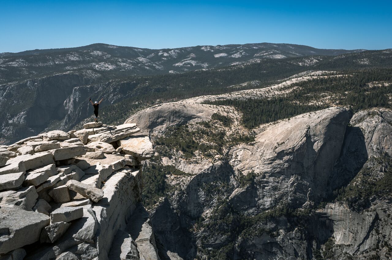 view from the top of half dome in yosemite national park