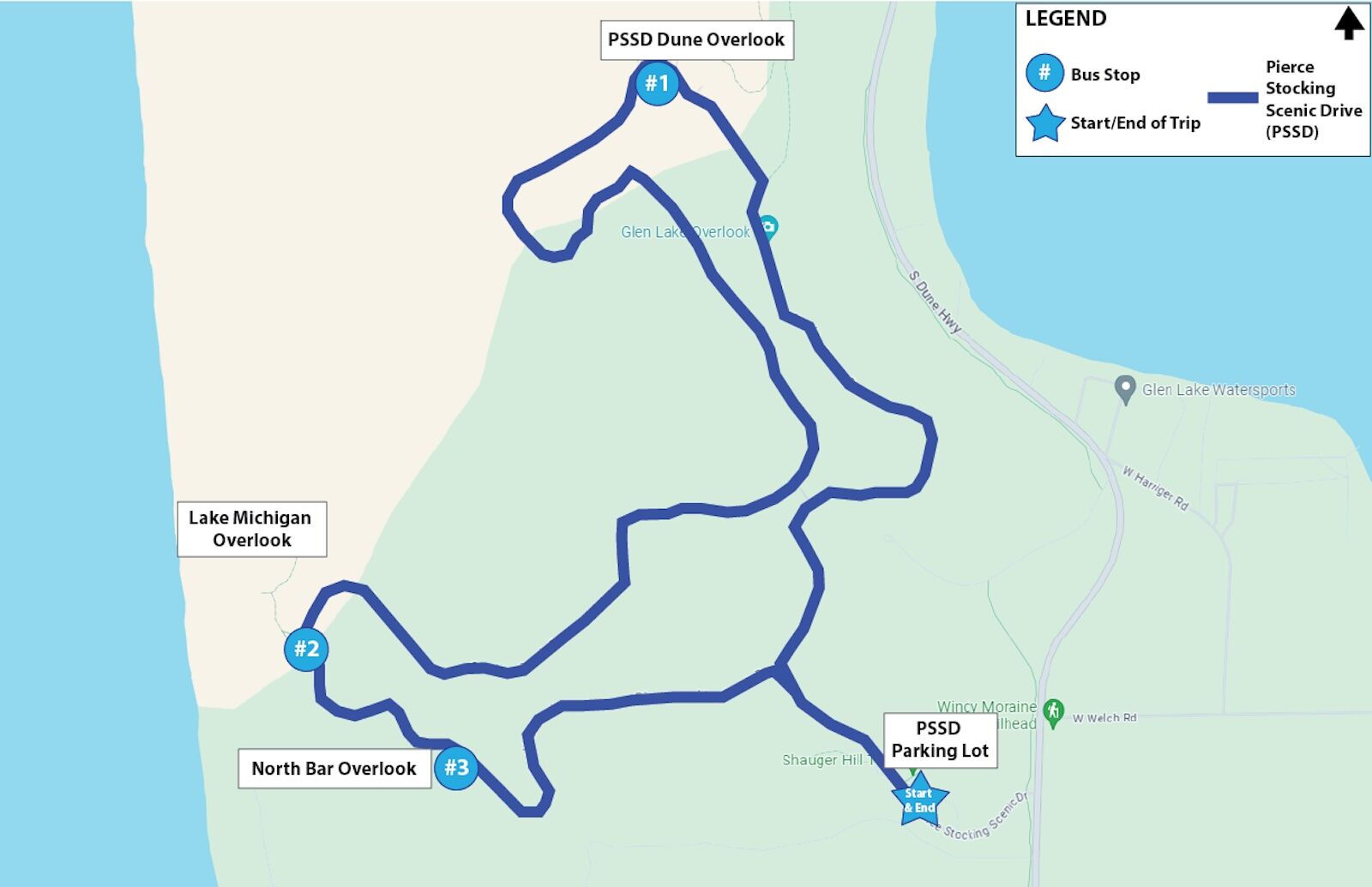 adastec map in sleeping bear dunes national lakeshore