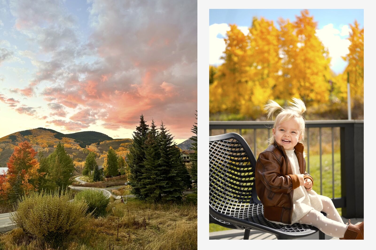 crested butte fall foliage and baby in front of aspen trees