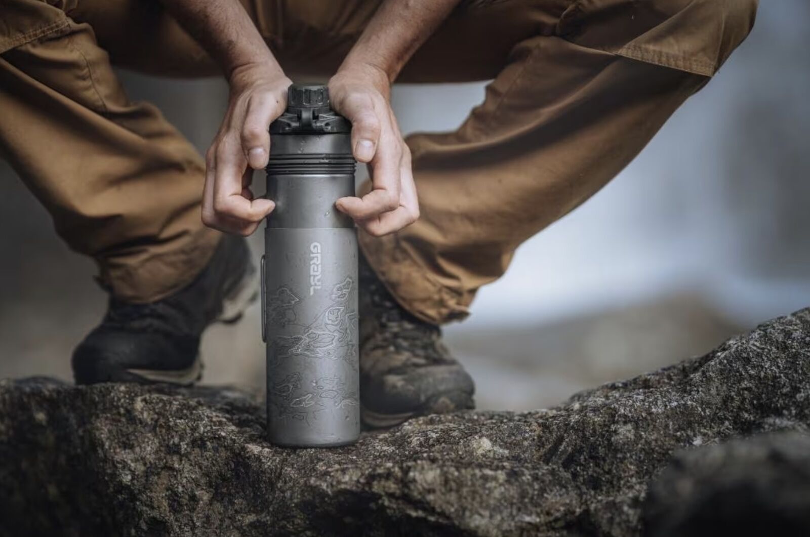 grayl filter water bottle - titanium version