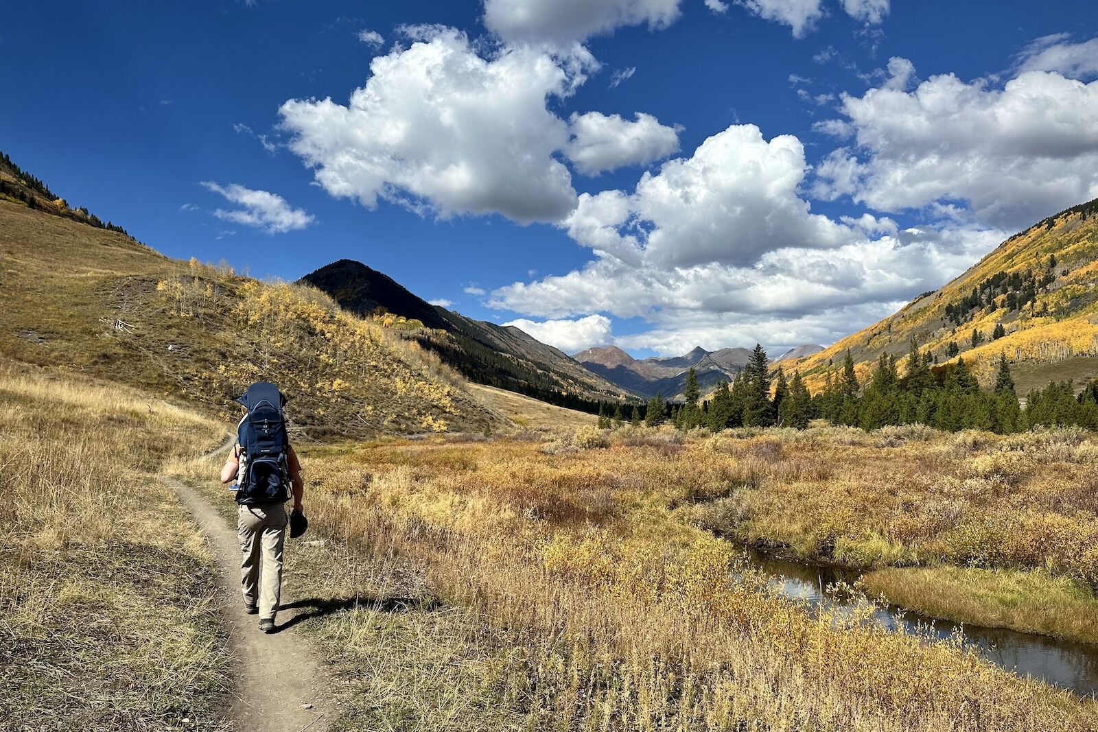 hiking lower loop with baby near crested butte