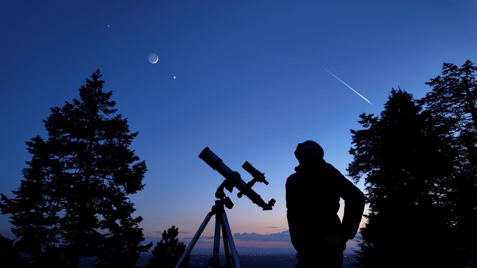 supermoon eclipse - person watching sky