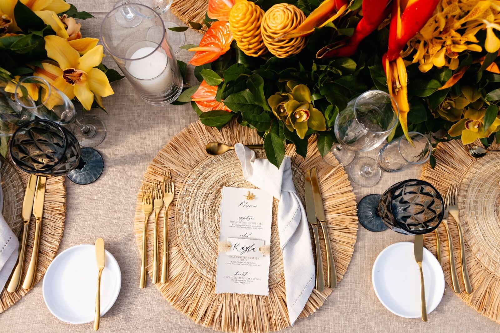 Table detail at Sandals Resort free wedding in Jamaica 