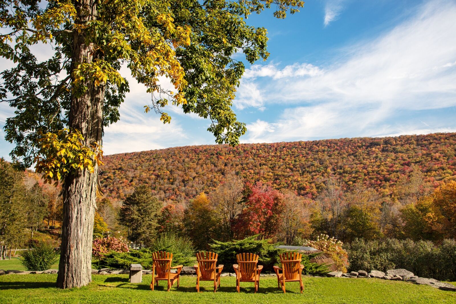 Fire pit and outdoor seating at Urban Cowboy Catskills