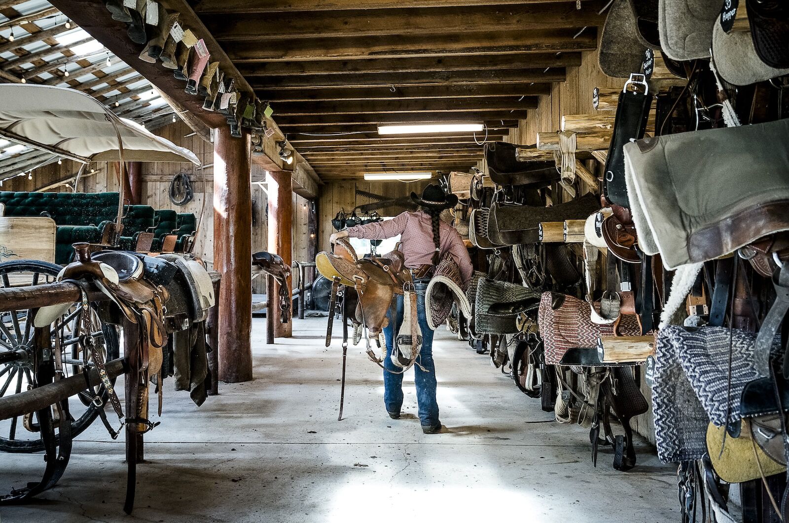 barn and saddles