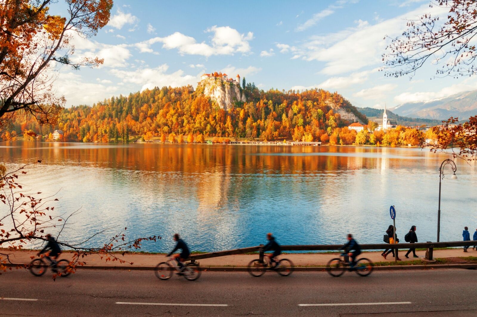 Cyclists in bled, Slovenia