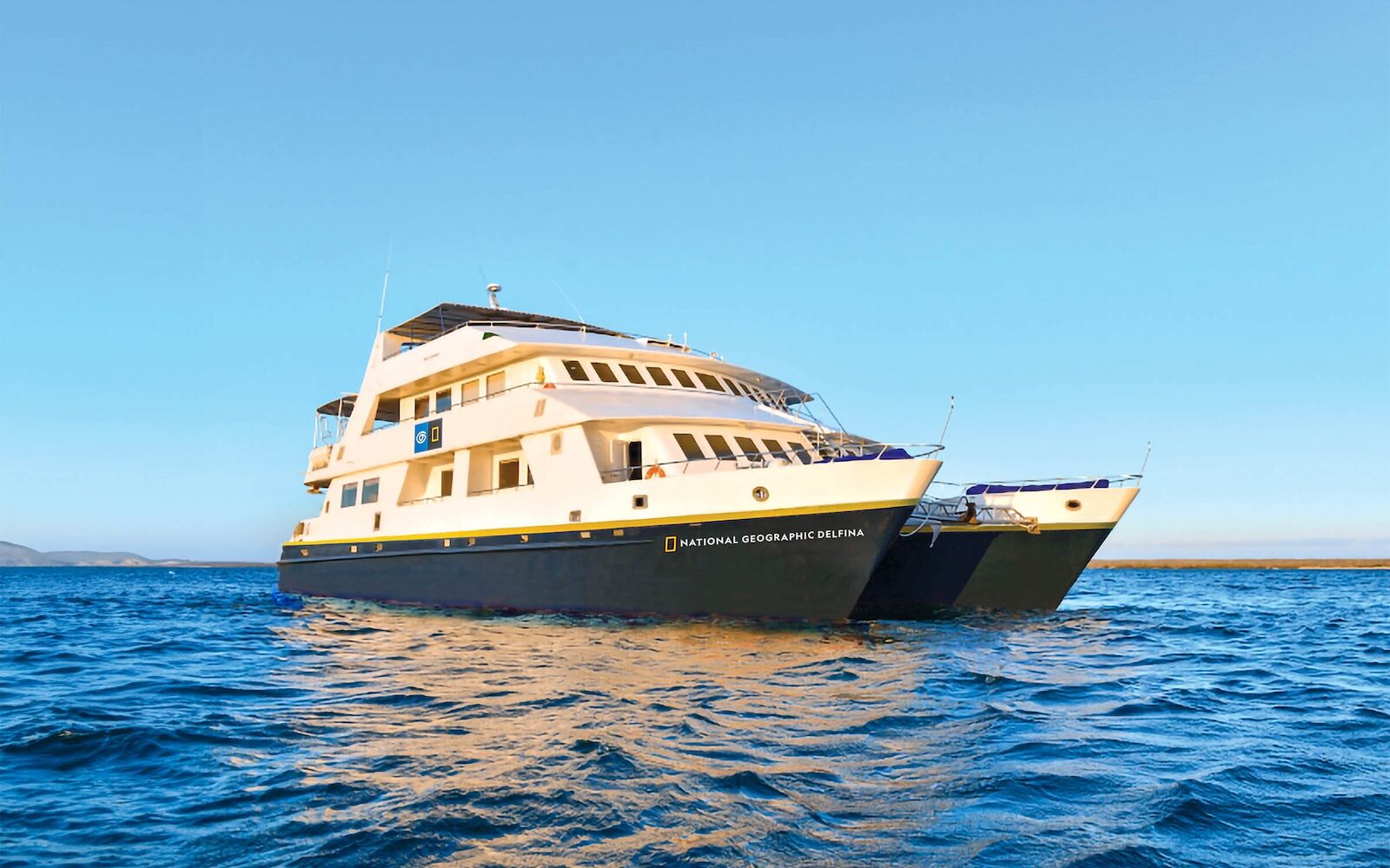 The National Geographic Delfina is a small ship that cruises around the Galapagos Islands