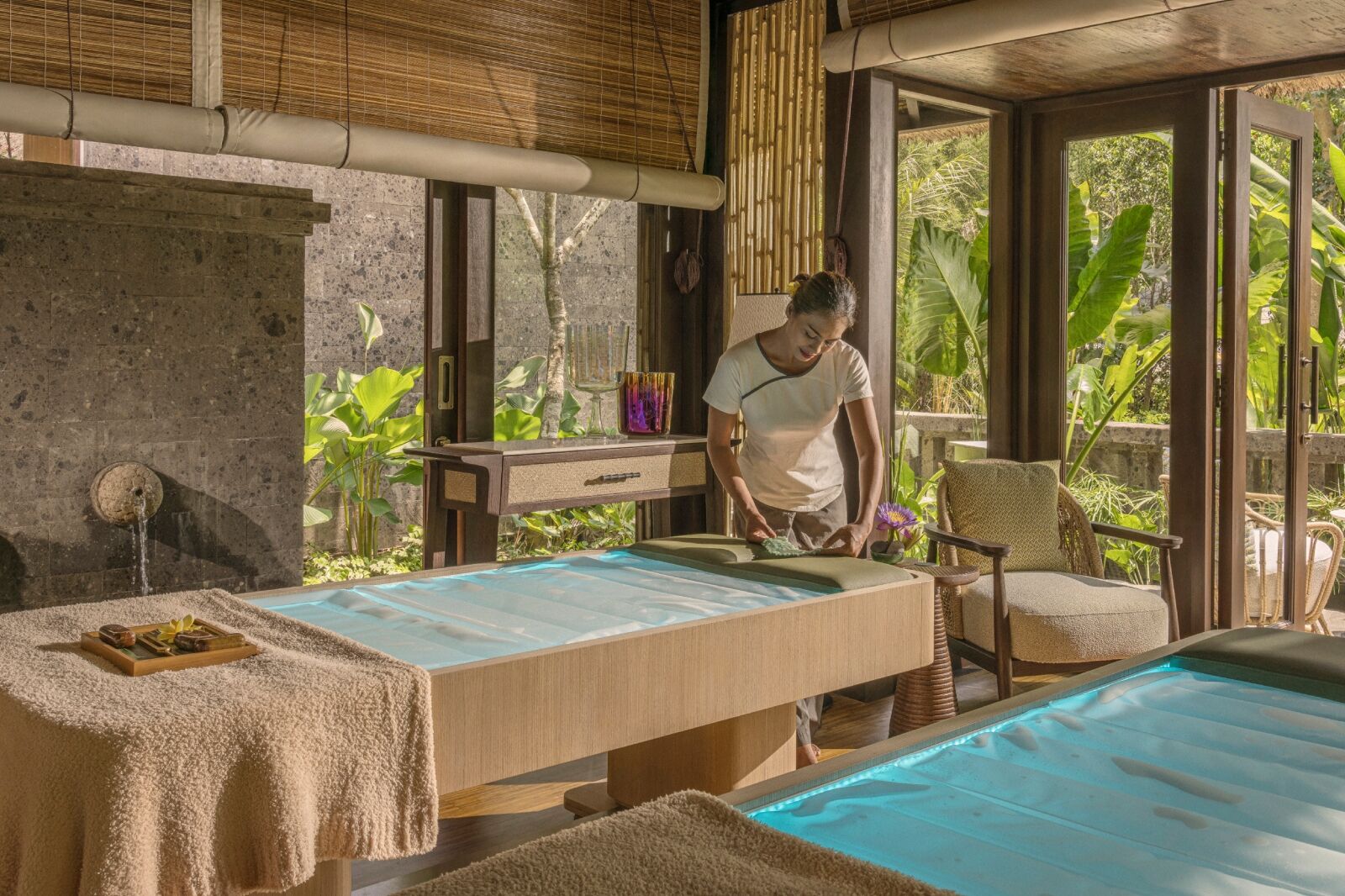 Treatment room with beds at Four Seasons Resort Bali at Sayan