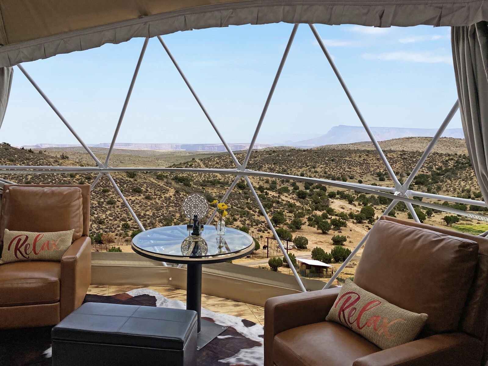 The view from inside of a grand canyon glamping resort dome - glamping at grand canyon