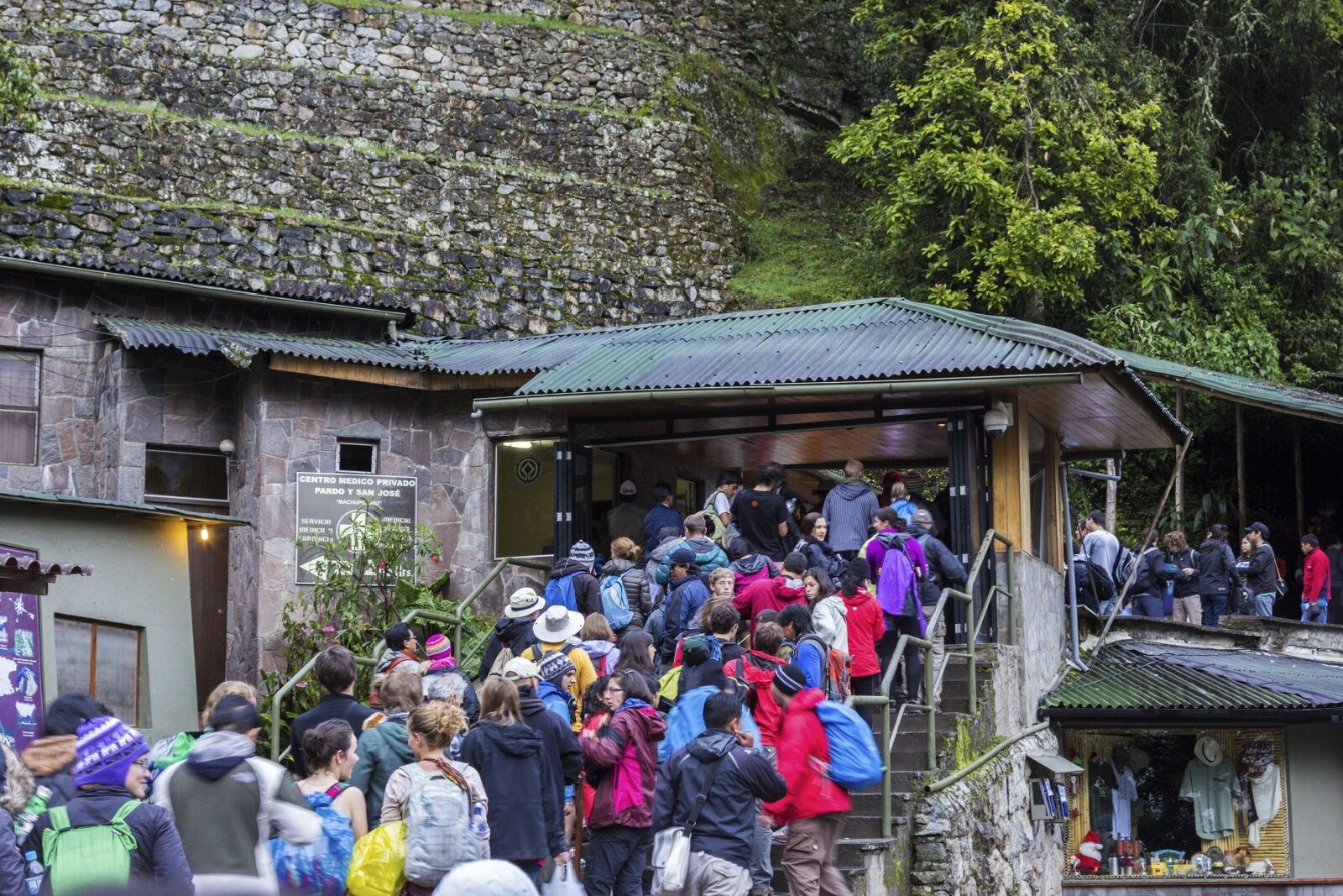 visitors in line at machu picchu