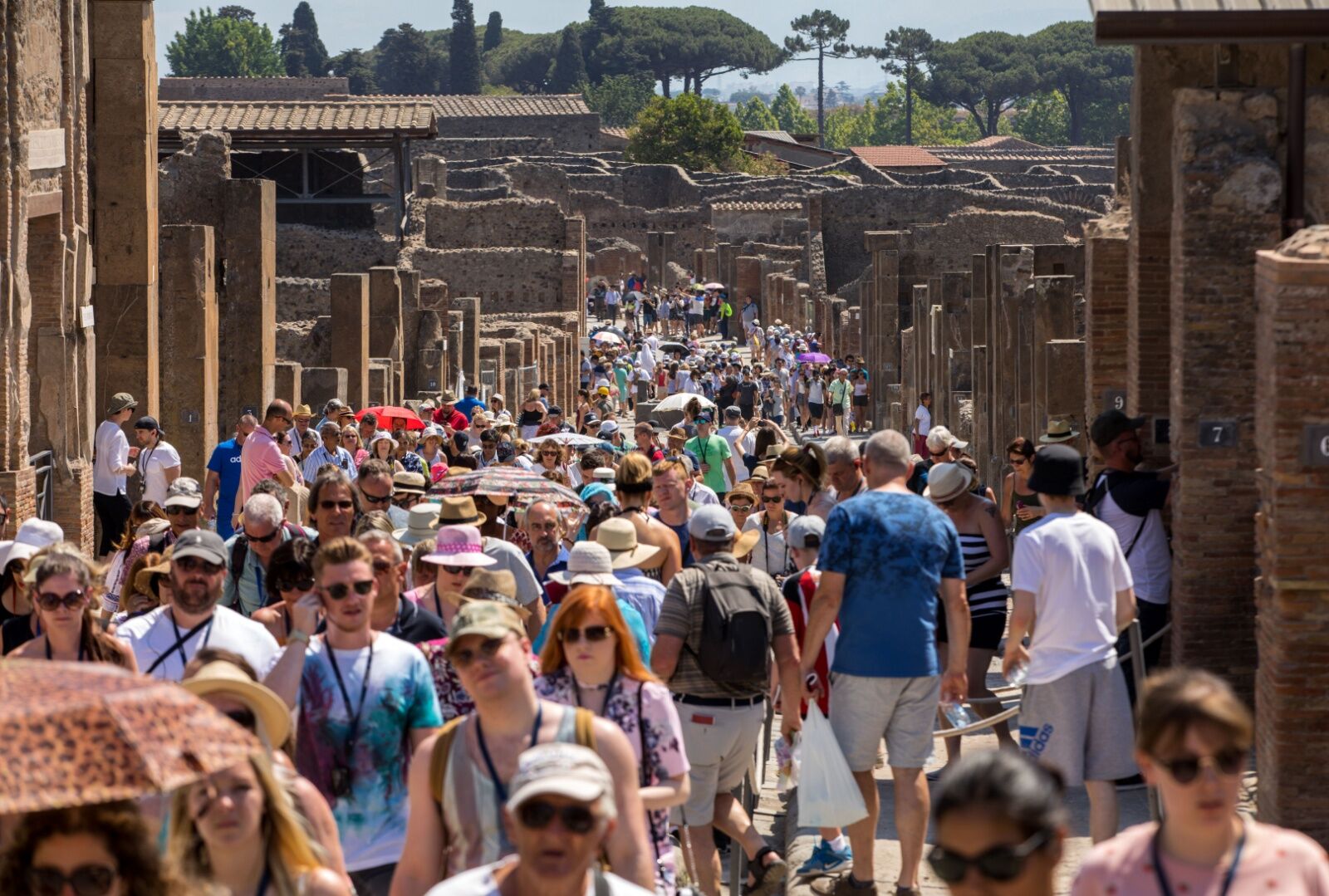 pompeii tourism swarm in summer