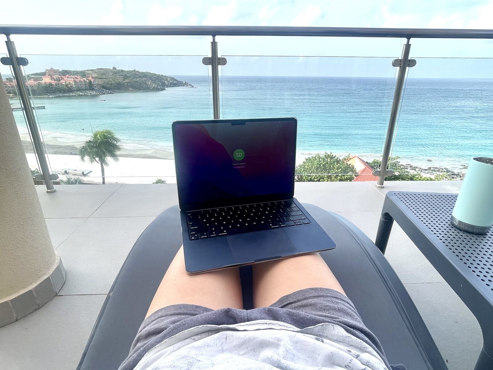 laptop at beach hotel