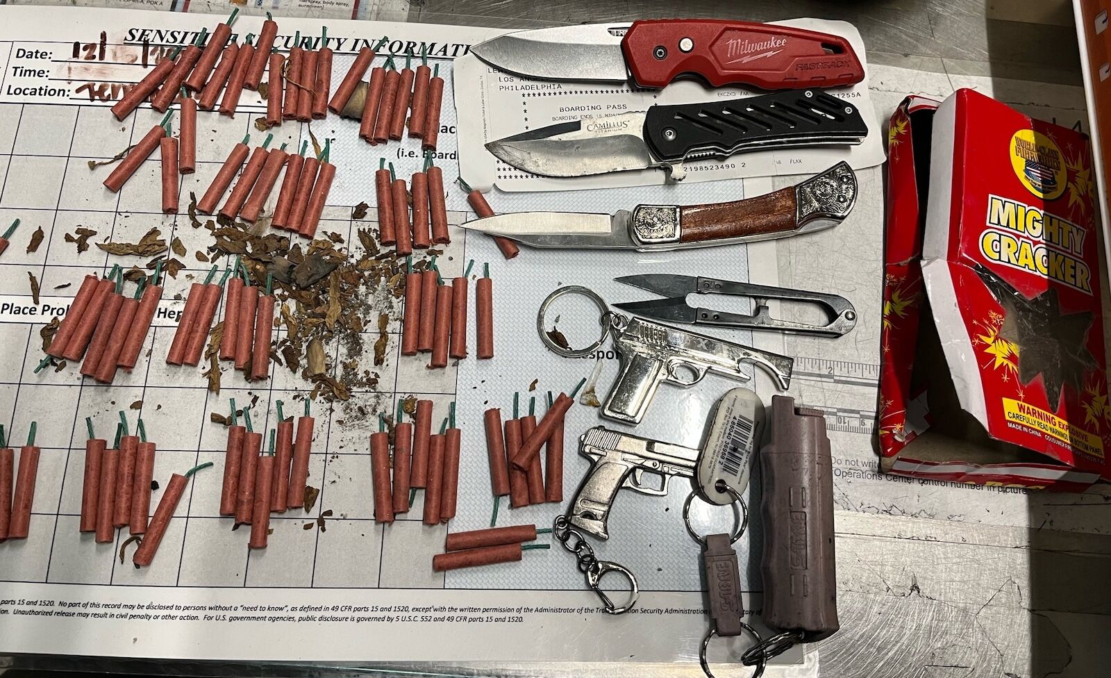 TSA stops traveler carrying 82 fireworks, 3 knives, and more in hand luggage