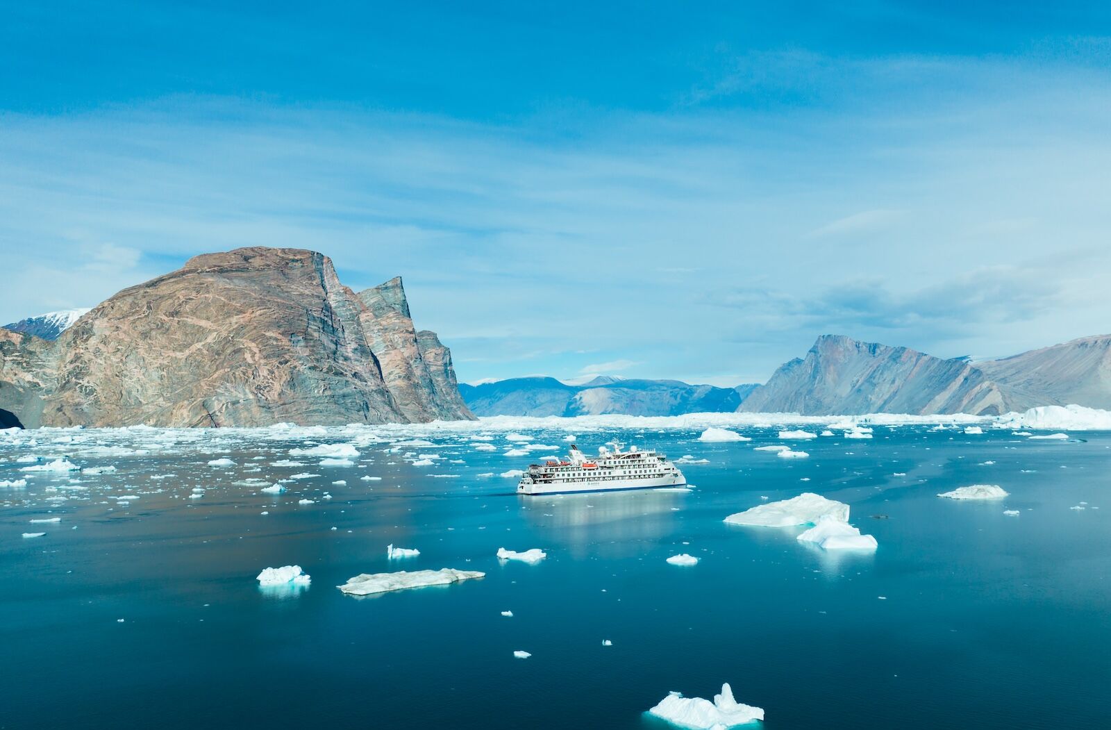 Greg Mortimer ship in Greenland for a solar eclipse cruise