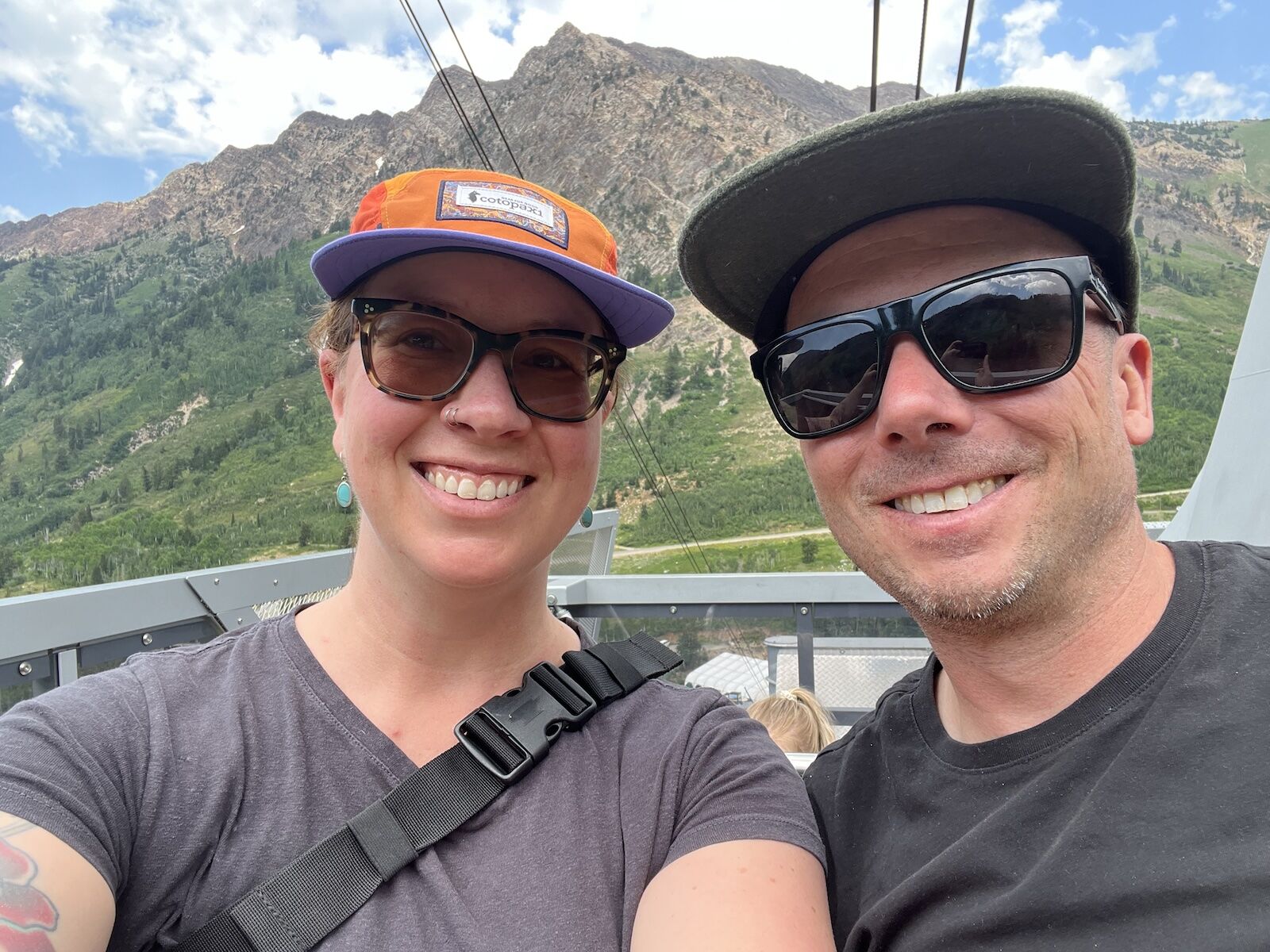 couple on tram at snowbird mountain