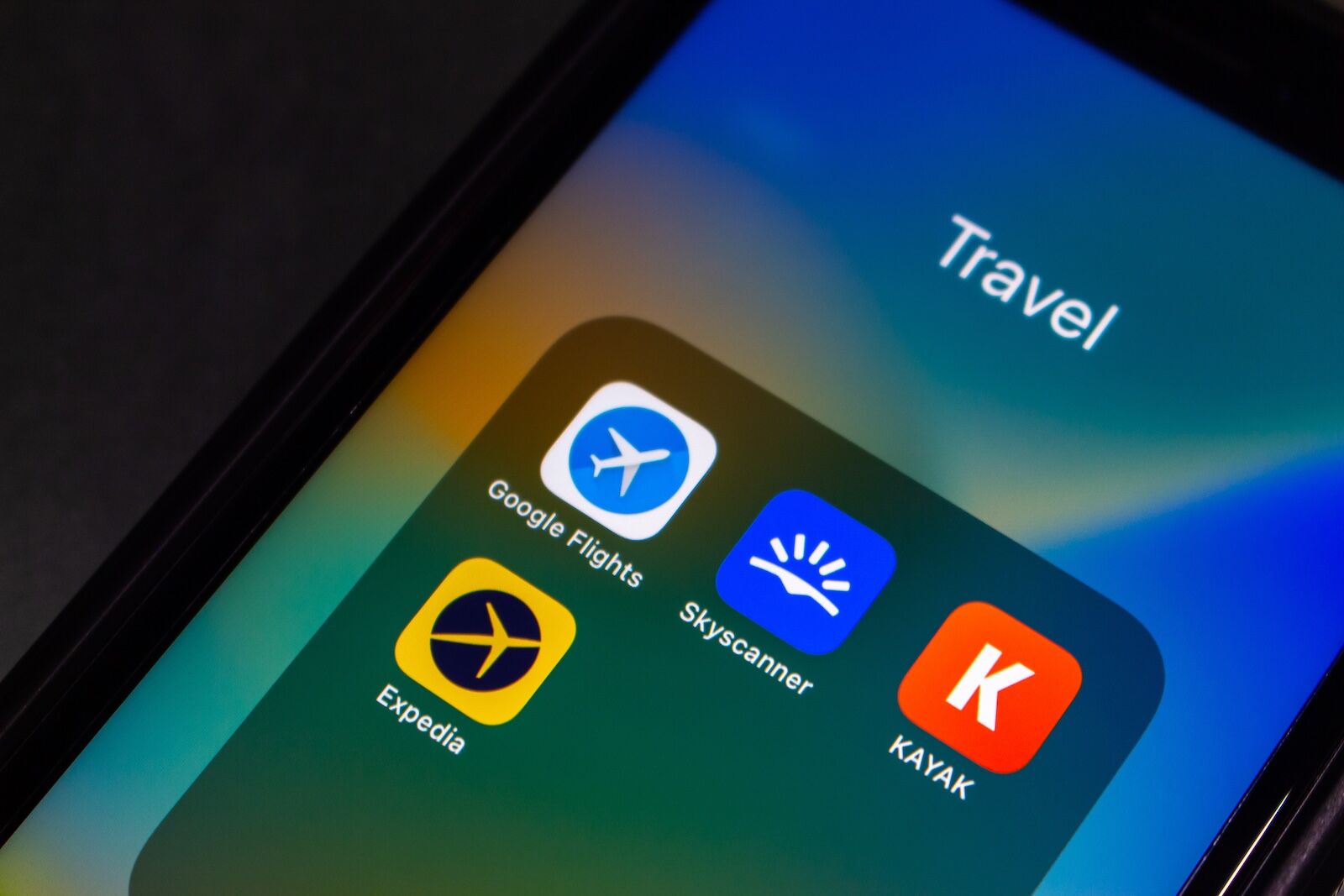 phone screen with travel apps